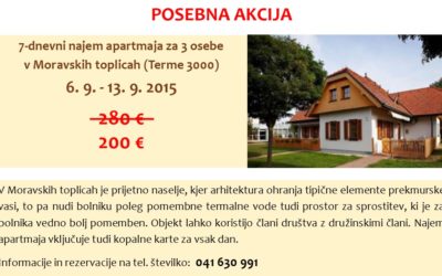 Posebna ponudba za najem apartmaja v Moravcih