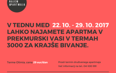 Najem apartmaja v Prekmurski vasi po dnevih